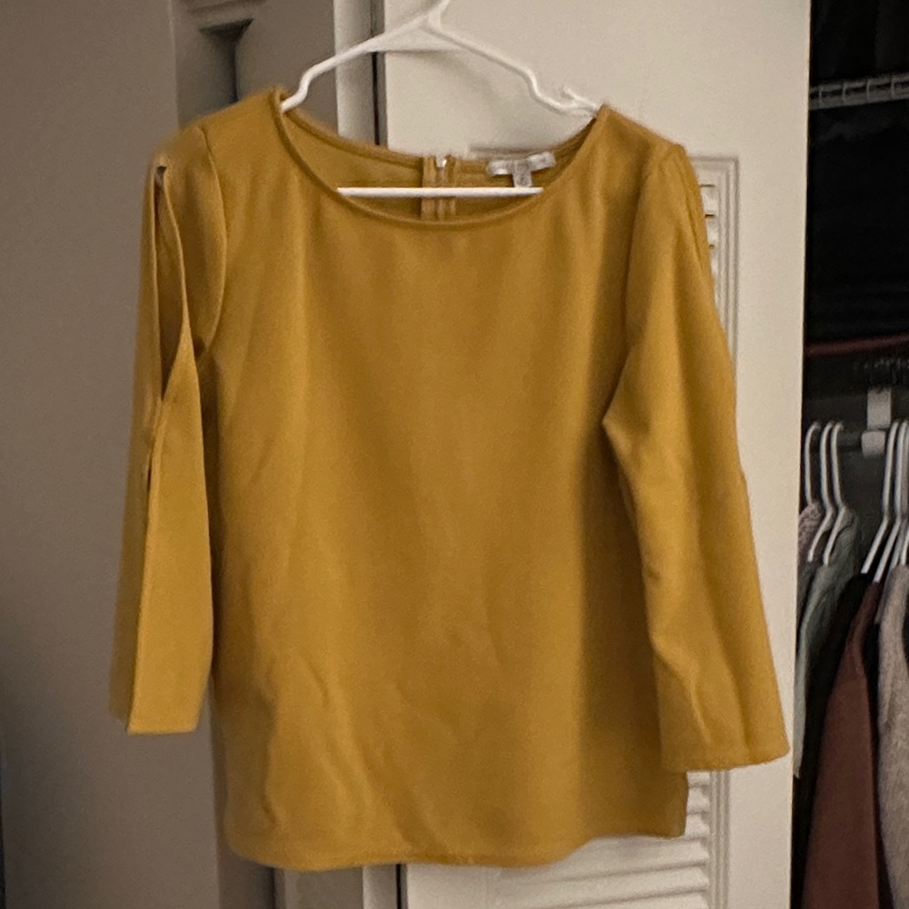 Green Envelope Mustard Yellow Blouse